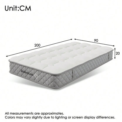 OEKO-TEX® Orthopädische Kaltschaummatratze 90x200 cm H3 | 7-Zonen-Taschenfederkern für punktgenaue Unterstützung | 20 cm Höhe, mittelfest & vakuumverpackt