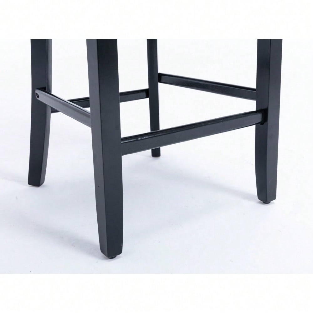 2er-Set Samt Barhocker mit Knopfsteppung & Holzbeinen | Chrom-Nagelkopfeinsätze & höhenverstellbar | Moderne Barhocker für Küche, Wohnzimmer in Schwarz | DE2002BK