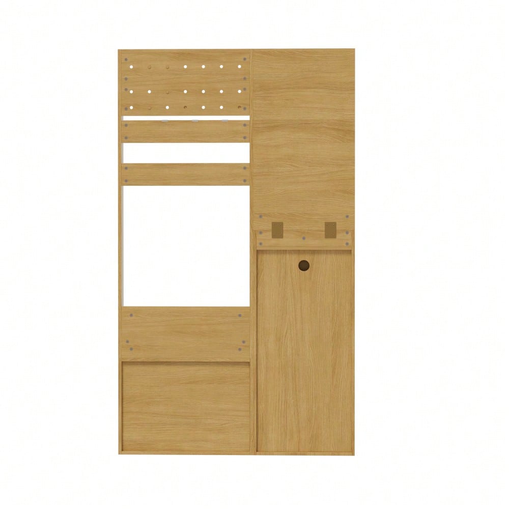 Kompaktgarderobe 105 cm mit Spiegel & verstellbaren Haken | Multifunktionales Eingangsregal für Schuhe & Mäntel | Holzoptik in Elegantem Design