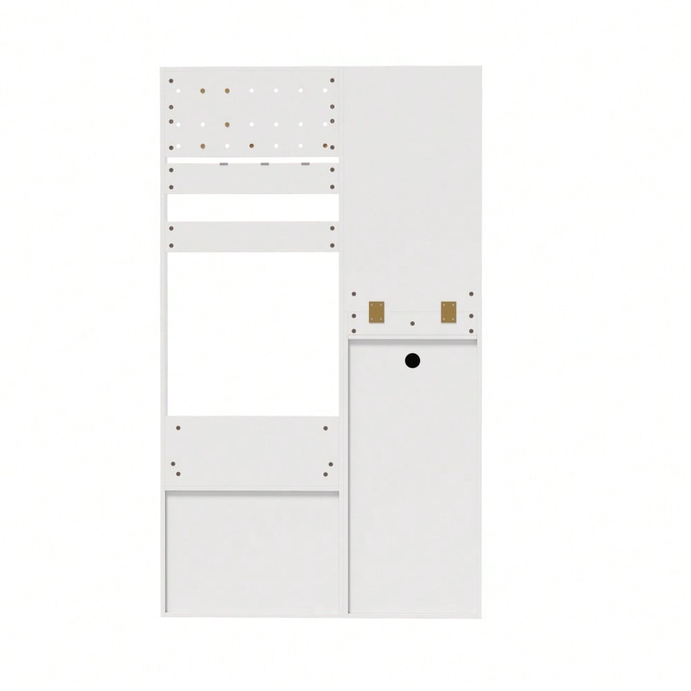 Kompaktgarderobe 105 cm mit Spiegel & verstellbaren Haken | Multifunktions-Regal für Schuhe & Mäntel | Elegante Eingangsgarderobe in Weiß