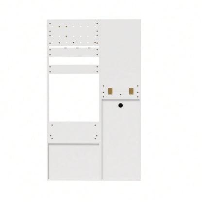 Kompaktgarderobe 105 cm mit Spiegel & verstellbaren Haken | Multifunktions-Regal für Schuhe & Mäntel | Elegante Eingangsgarderobe in Weiß