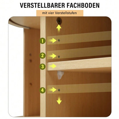 TV-Schrank 175x40x42 cm mit runder Tischplatte & 2 Schubladen | MDF-Holzmaserung mit 30 kg Belastbarkeit | Stauraum für Wohnzimmer