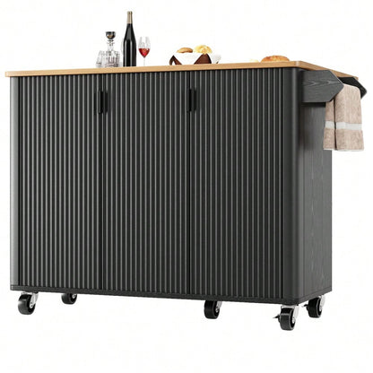 Kücheninsel 130x92 cm mit ausziehbarer Platte & 3 Türen | Mobil auf Rädern mit Gewürzregal & Handtuchhalter | In Holzoptik Weiß/Schwarz mit verstellbaren Trennwänden