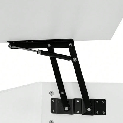 LED Couchtisch 100x50x45 cm mit Hydraulik-System & Hochglanz-Oberfläche | Halb anhebbar & seitlich verschiebbar mit LED-Beleuchtung | Inkl. Staufach