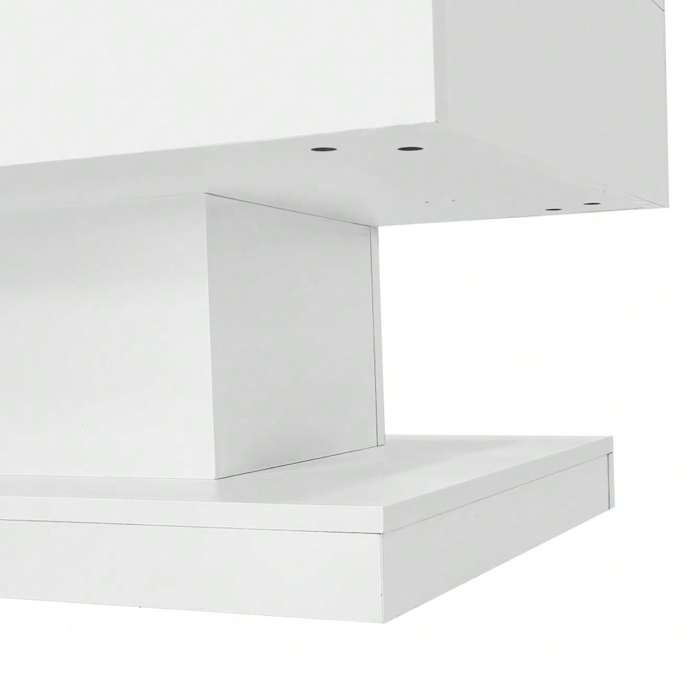 LED Couchtisch 100x50x45 cm mit Hydraulik-System & Hochglanz-Oberfläche | Halb anhebbar & seitlich verschiebbar mit LED-Beleuchtung | Inkl. Staufach