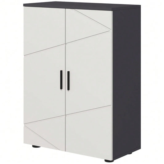 kleankin Badezimmerschrank mit Doppeltür & verstellbaren Ablagen, Badschrank Schminkunterschrank für Wohnzimmer, Aufbewahrungsschrank Grau, 60x30x82 cm