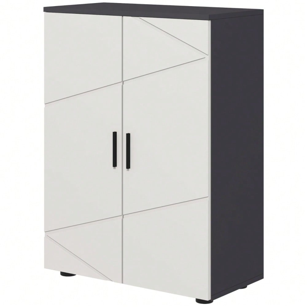 kleankin Badezimmerschrank mit Doppeltür & verstellbaren Ablagen, Badschrank Schminkunterschrank für Wohnzimmer, Aufbewahrungsschrank Grau, 60x30x82 cm