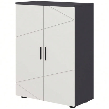 kleankin Badezimmerschrank mit Doppeltür & verstellbaren Ablagen, Badschrank Schminkunterschrank für Wohnzimmer, Aufbewahrungsschrank Grau, 60x30x82 cm