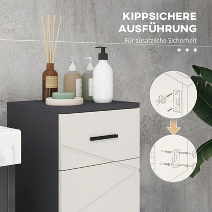 kleankin Badezimmerschrank mit Schublade & verstellbaren Ablagen, Badschrank Schminkunterschrank Aufbewahrungsschrank, Grau, 30x30x82 cm
