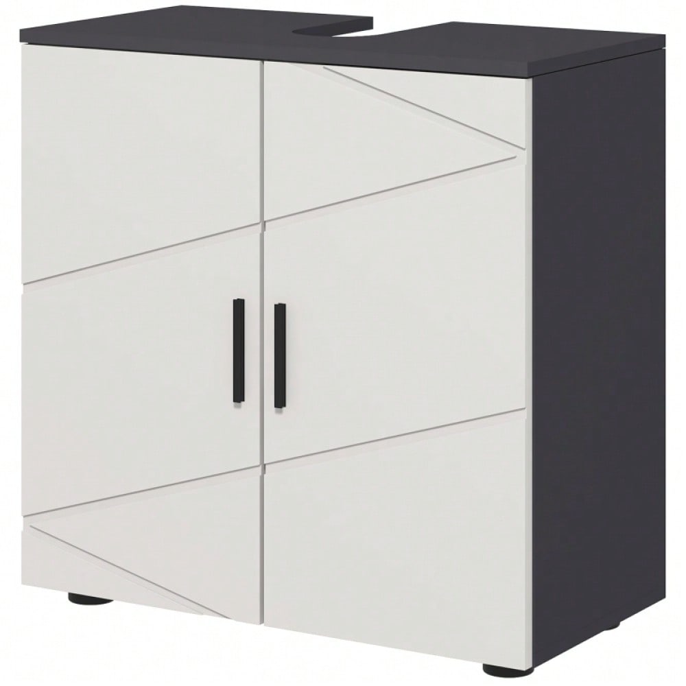 Waschbeckenunterschrank 60x30x60 cm mit verstellbarer Ablage & Kippschutz, Badmöbel mit Griff, grau - von kleankin