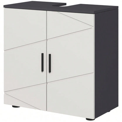 Waschbeckenunterschrank 60x30x60 cm mit verstellbarer Ablage & Kippschutz, Badmöbel mit Griff, grau - von kleankin