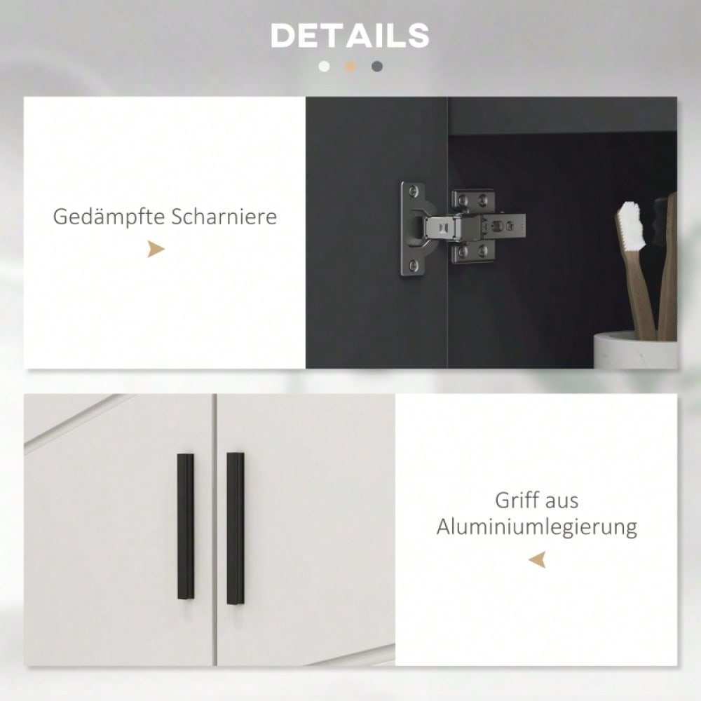 Waschbeckenunterschrank 60x30x60 cm mit verstellbarer Ablage & Kippschutz, Badmöbel mit Griff, grau - von kleankin