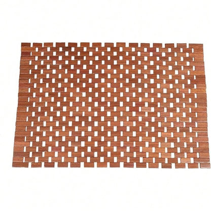 Teakholz Badematte 70x50 cm, rutschfeste Unterseite & wasserbeständig, für Badewanne, Dusche, Sauna - natürliche Holz Duschmatte