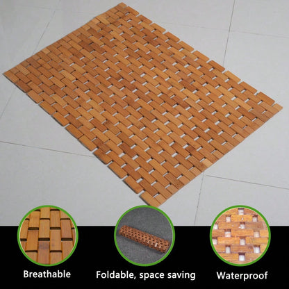 Teakholz Badematte 70x50 cm, rutschfeste Unterseite & wasserbeständig, für Badewanne, Dusche, Sauna - natürliche Holz Duschmatte