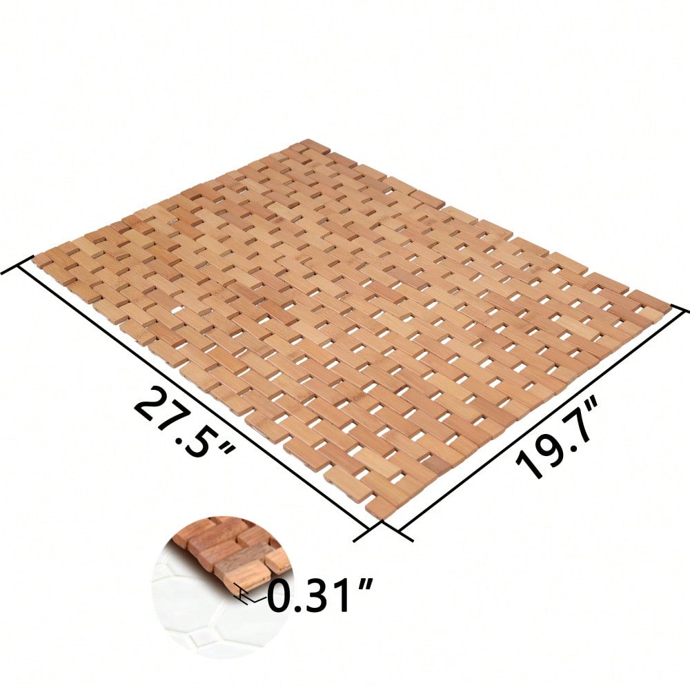 Teakholz Badematte 70x50 cm, rutschfeste Unterseite & wasserbeständig, für Badewanne, Dusche, Sauna - natürliche Holz Duschmatte
