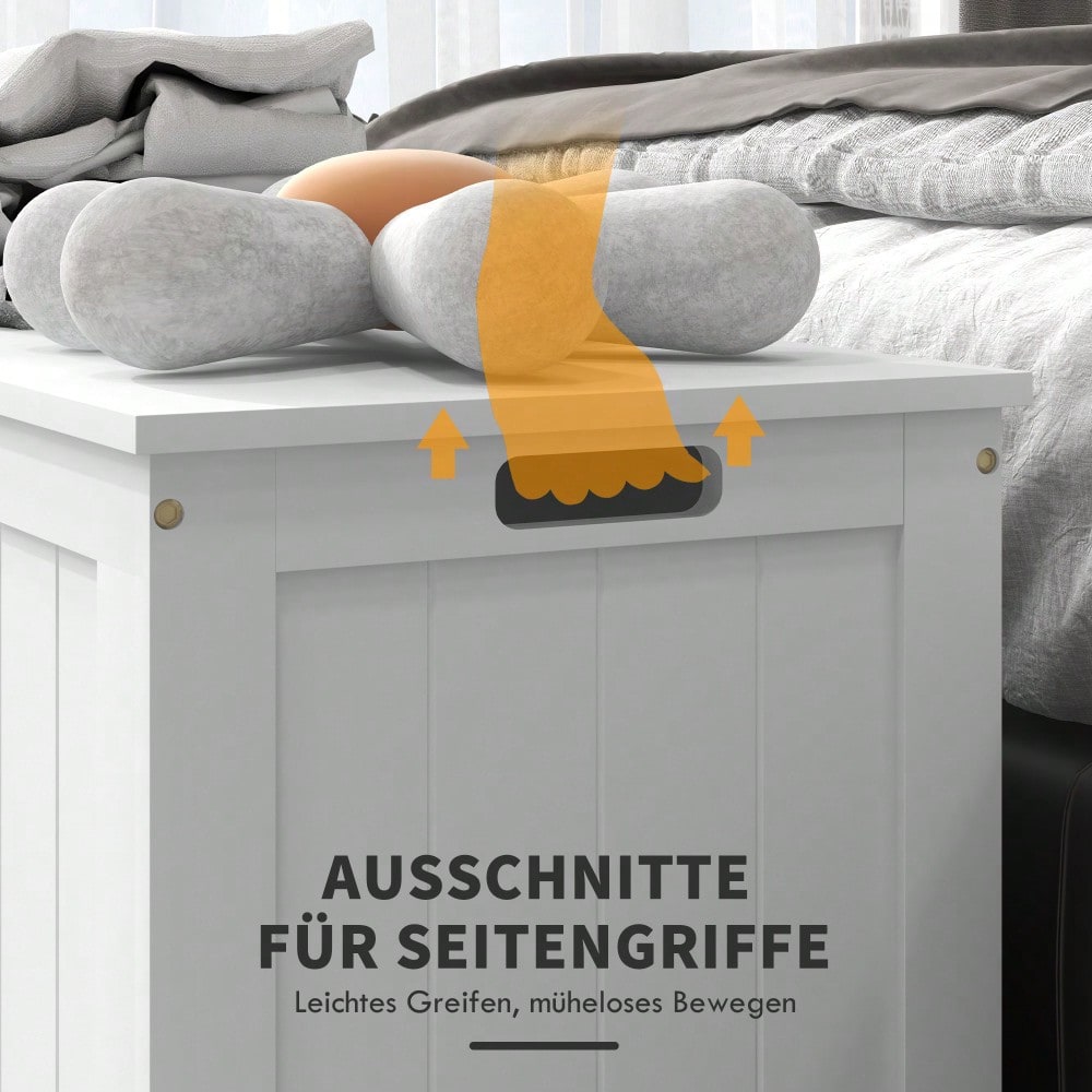 Aufbewahrungsbox 81x40x46 cm mit Deckel & Griff, Aufbewahrungstruhe für Wohnzimmer & Schlafzimmer, weiß - von HOMCOM