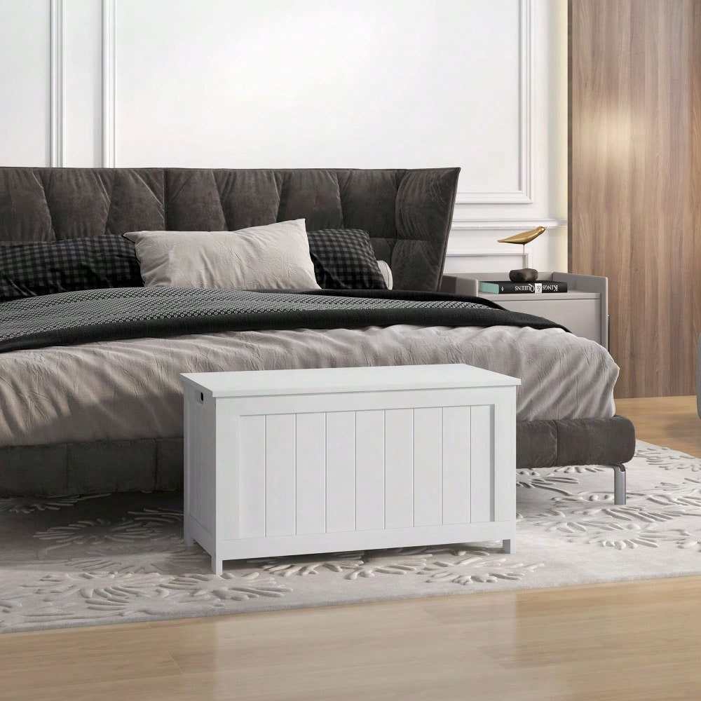 Aufbewahrungsbox 81x40x46 cm mit Deckel & Griff, Aufbewahrungstruhe für Wohnzimmer & Schlafzimmer, weiß - von HOMCOM