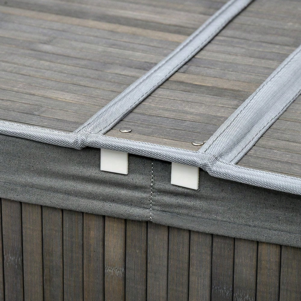 Bambus Wäschekorb 100-Liter mit Deckel & 2 Wäschesäcken, Sortierkorb mit Griffen für Waschküche, Bad & Schlafzimmer, grau - von HOMCOM