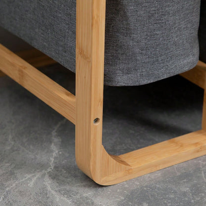 Bambus Wäschekorb mit Plattform & 3 abnehmbaren Wäschesäcken, Wäschesortierer 50x32x69,7 cm, grau/natur - von HOMCOM