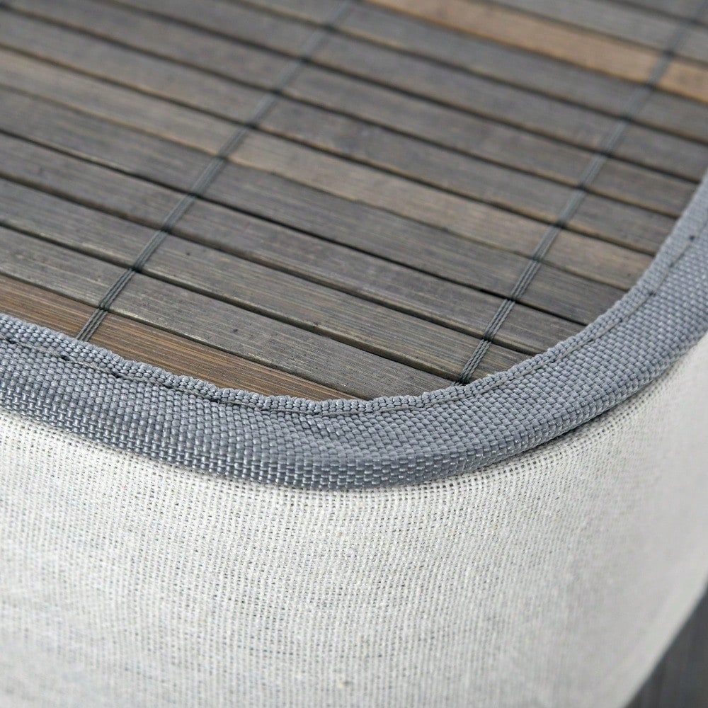 Bambus Wäschekorb 100-Liter mit 2 Fächern & klappbarem Deckel, waschbarer Tragebeutel, platzsparend, grau - von HOMCOM