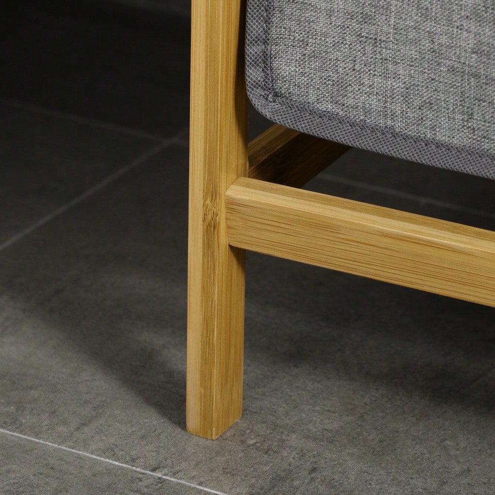 Bambus Wäschekorb mit 2 abnehmbaren Wäschesäcken & Plattform, für Badezimmer, grau/natur - von HOMCOM