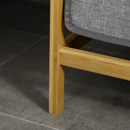 Bambus Wäschekorb mit 2 abnehmbaren Wäschesäcken & Plattform, für Badezimmer, grau/natur - von HOMCOM