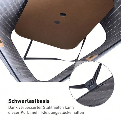 Bambus Wäschekorb 72-Liter mit Deckel & waschbarem Wäschesack, faltbar mit Griffen, 40x30x60 cm, grau - von HOMCOM