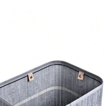 Bambus Wäschekorb 72-Liter mit Deckel & waschbarem Wäschesack, faltbar mit Griffen, 40x30x60 cm, grau - von HOMCOM