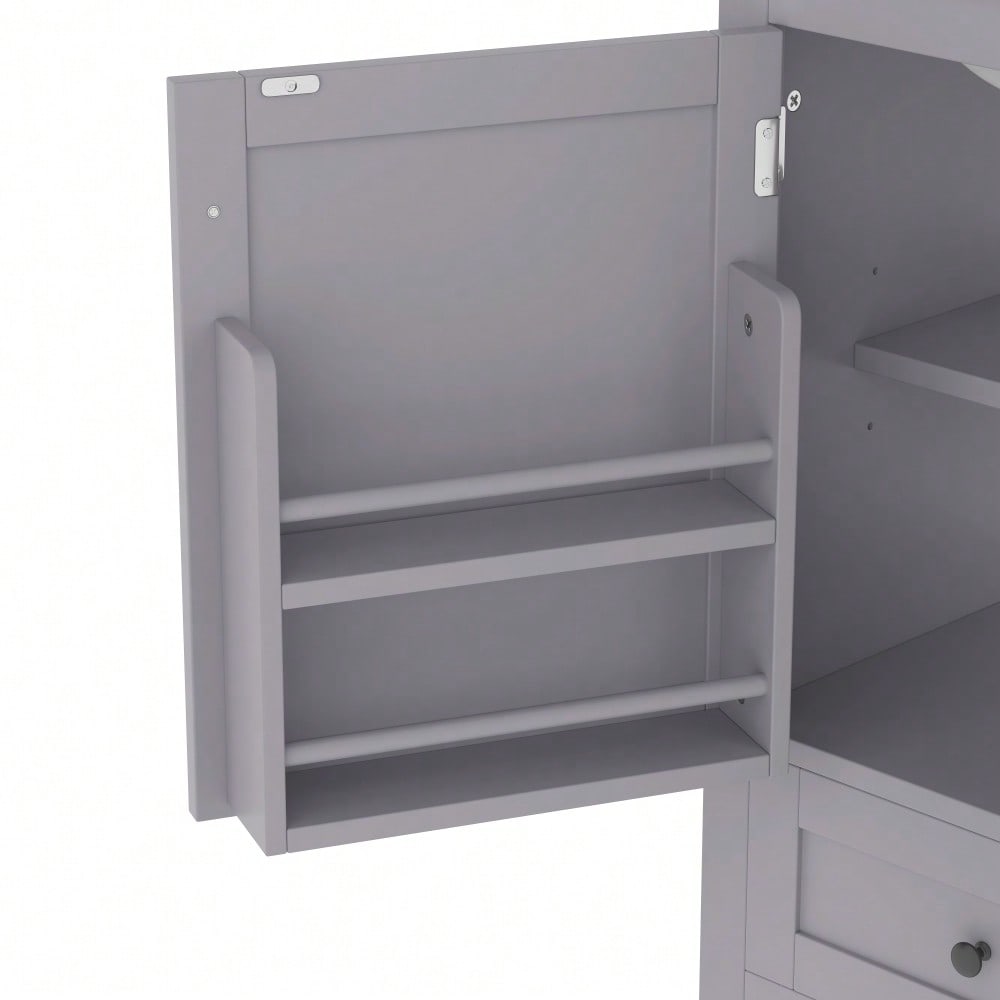 Badezimmerschrank mit Keramikwaschbecken, bodenstehend mit geräuschlosen Schubladen & verstellbaren Regalen, 51x46x85 cm, grau - von HOMCOM