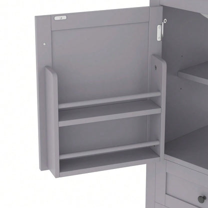 Badezimmerschrank mit Keramikwaschbecken, bodenstehend mit geräuschlosen Schubladen & verstellbaren Regalen, 51x46x85 cm, grau - von HOMCOM