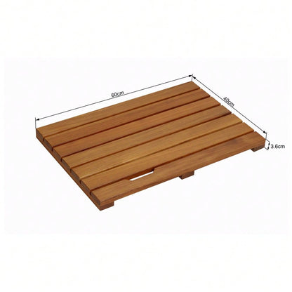 Teak Duschmatte 40x60 cm, rutschfeste Badematte aus Naturholz für Badewanne & Dusche, Luxus Spa Matte mit Antirutsch - Teak Wood