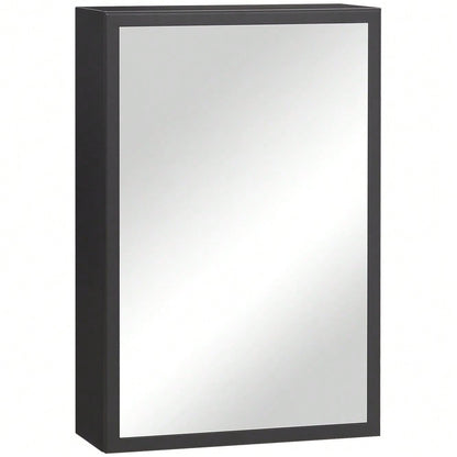 Spiegelschrank mit 3 Einlegeböden, moderner Hängeschrank für Badezimmer, 40x15x60 cm, schwarz & platzsparend - von kleankin