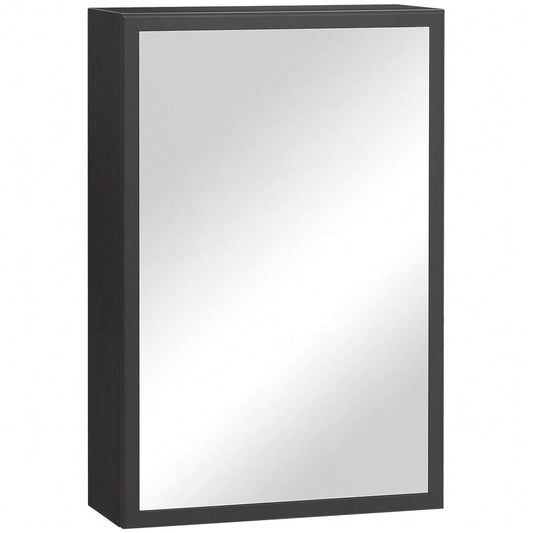 Spiegelschrank mit 3 Einlegeböden, moderner Hängeschrank für Badezimmer, 40x15x60 cm, schwarz & platzsparend - von kleankin