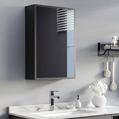 Spiegelschrank mit 3 Einlegeböden, moderner Hängeschrank für Badezimmer, 40x15x60 cm, schwarz & platzsparend - von kleankin