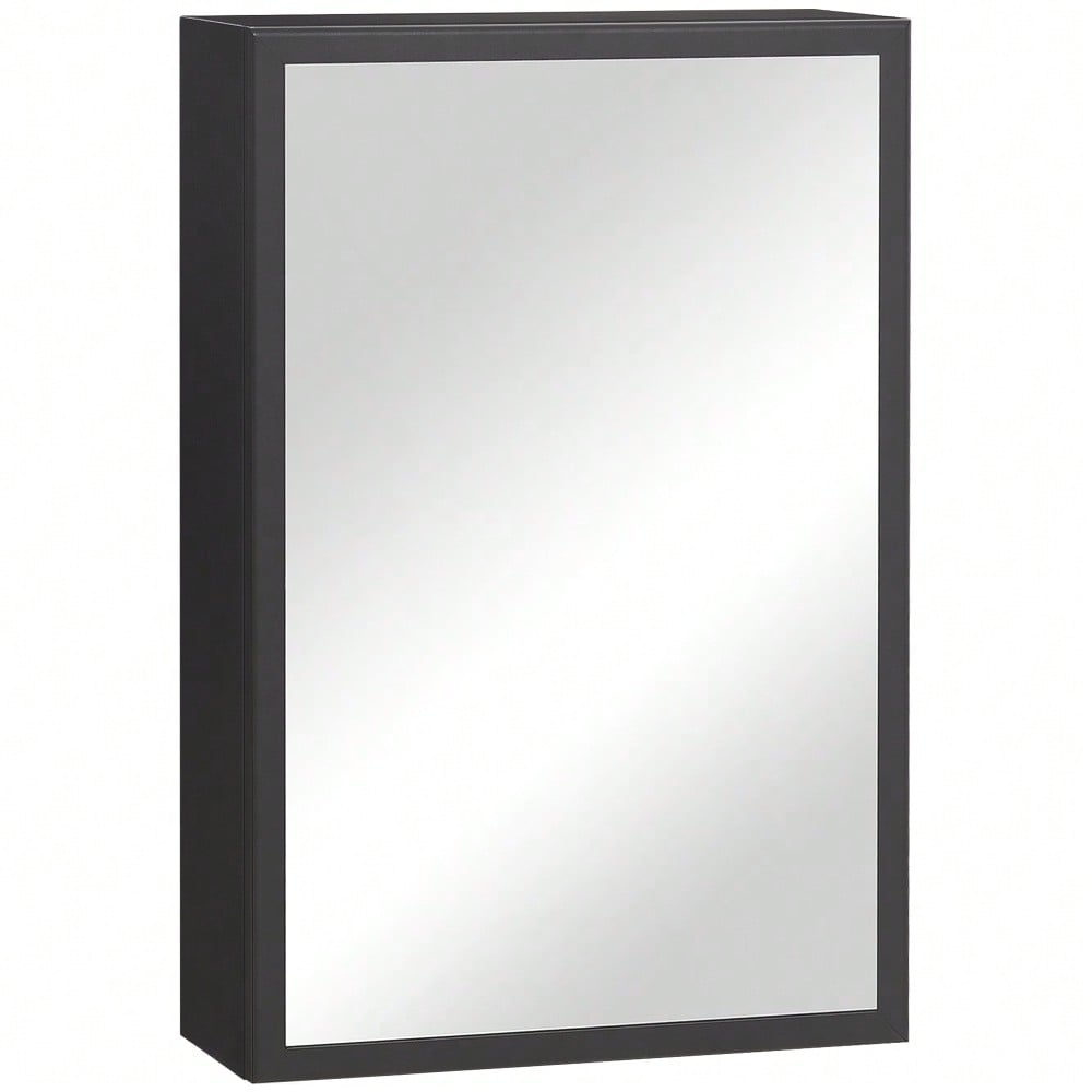 Spiegelschrank mit 3 Einlegeböden, moderner Hängeschrank für Badezimmer, 40x15x60 cm, schwarz & platzsparend - von kleankin