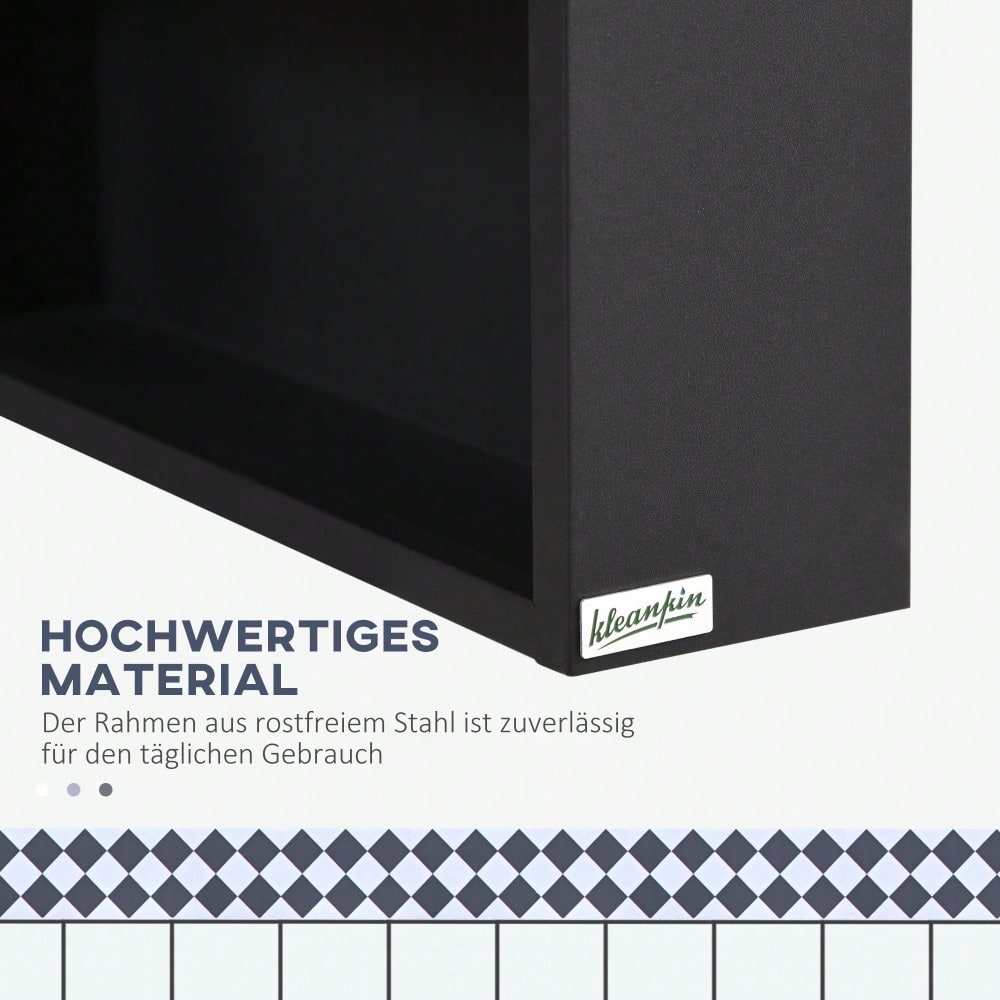 Spiegelschrank aus Edelstahl mit 2 Innenböden & Glasregal, Hängeschrank für Badezimmer 46x13,5x58 cm - von kleankin