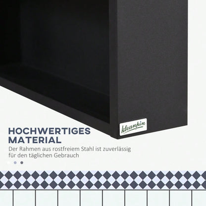 Spiegelschrank aus Edelstahl mit 2 Innenböden & Glasregal, Hängeschrank für Badezimmer 46x13,5x58 cm - von kleankin