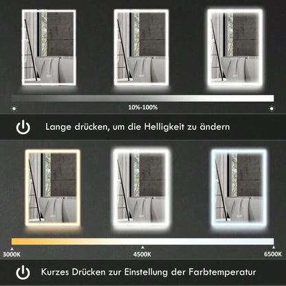 Spiegelschrank mit LED-Beleuchtung & Anti-Beschlag, dimmbarer Badezimmerschrank 50x70 cm, schwarz - von HOMCOM