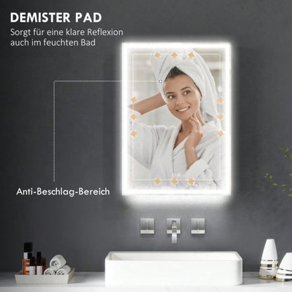 Spiegelschrank mit LED-Beleuchtung & Anti-Beschlag, dimmbarer Badezimmerschrank 50x70 cm, schwarz - von HOMCOM
