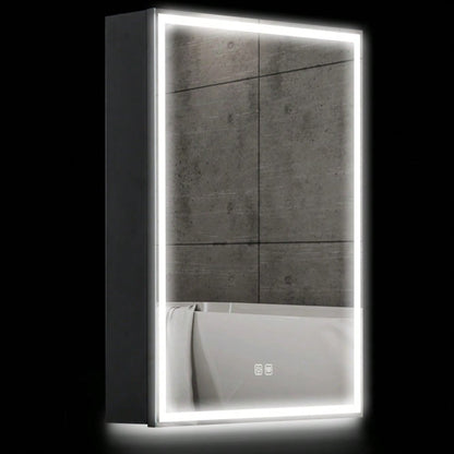 Spiegelschrank mit LED-Beleuchtung & Anti-Beschlag, dimmbarer Badezimmerschrank 50x70 cm, schwarz - von HOMCOM