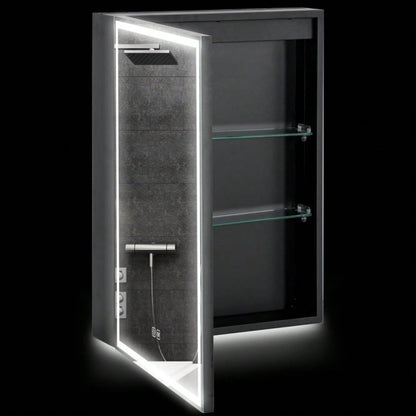 Spiegelschrank mit LED-Beleuchtung & Anti-Beschlag, dimmbarer Badezimmerschrank 50x70 cm, schwarz - von HOMCOM