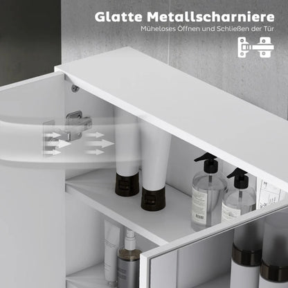 Spiegelschrank mit 3 Spiegeltüren für Badezimmer, Wandmontage 90x15,5x60 cm, aus Spanplatte, weiß - von HOMCOM