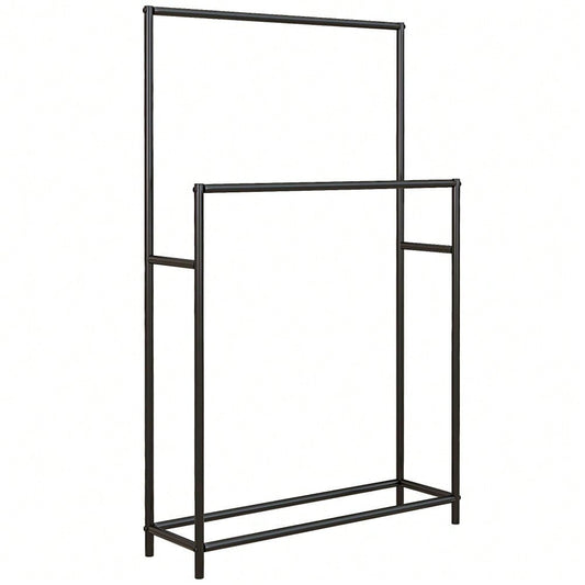 Handtuchständer freistehend mit 2 Stangen, Badetuchhalter aus Metall für Badezimmer, 66x20x110 cm, schwarz - von HOMCOM