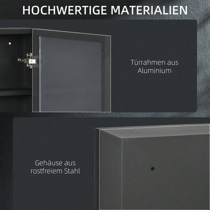 kleankin Spiegelschrank mit 3 Einbauspiegeln, Badezimmerschrank Hängeschrank (40x12x60 cm), Medizinschrank mit 3 Etagen, Spiegel Schrank für Bad & Schlafzimmer, Schwarz