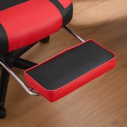 Ergonomic Gaming Chair in Black and Red with Footrest