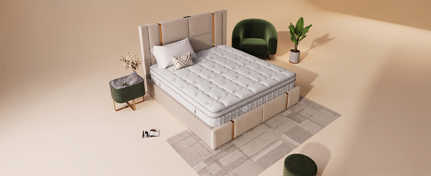 7-Zonen Taschenfederkernmatratze 140x200 cm H3, 25cm Hohe Kaltschaum Hybrid-Matratze, Ergonomische Körperanpassung & Atmungsaktiv, OEKO-TEX Zertifiziert, Komfort-Doppelbett Matratze