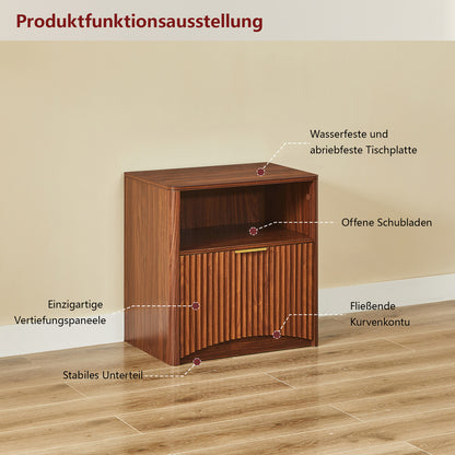 Space-Saving Golden Nightstand with Open Drawer