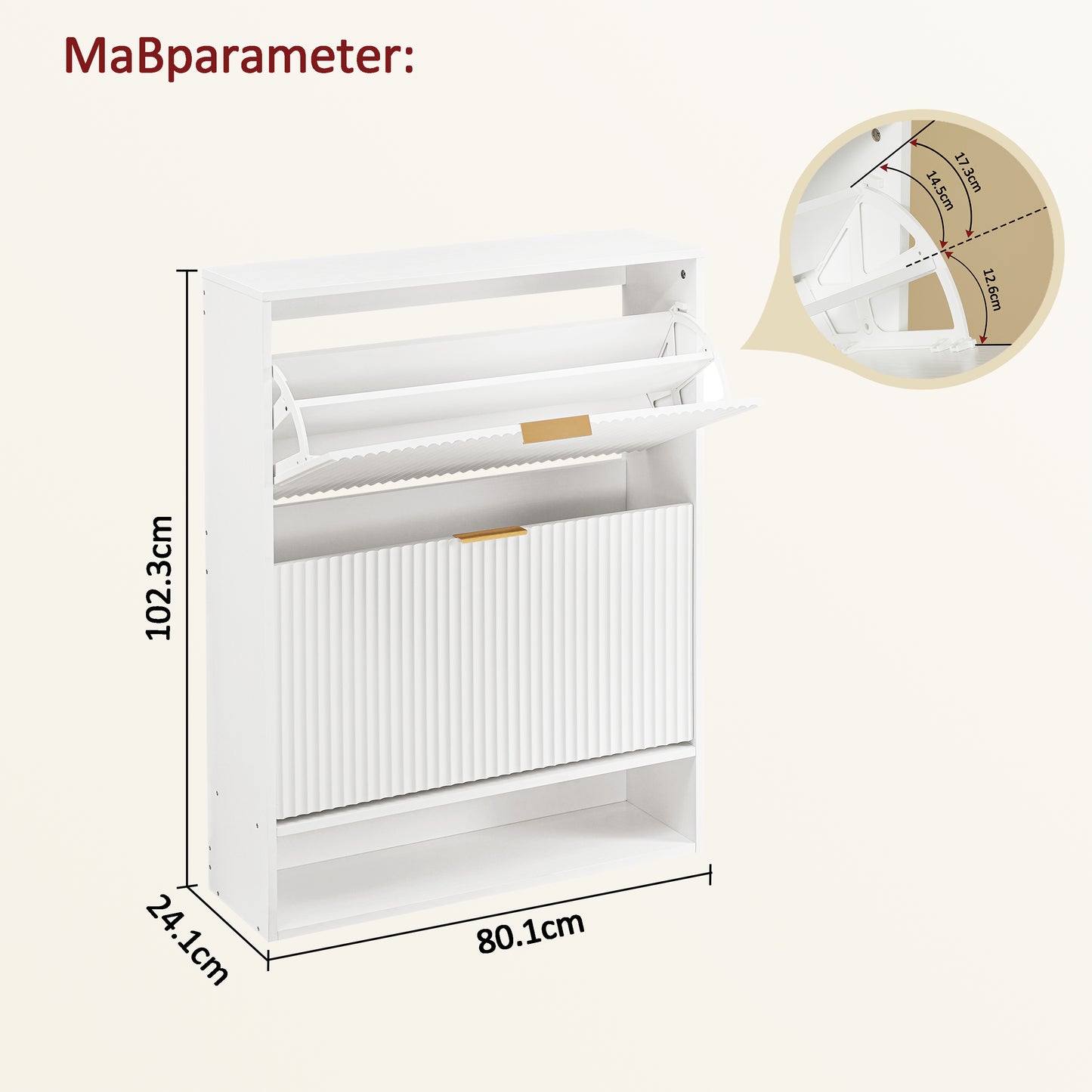 80 x 24 cm Schuhschrank mit Nutfront – Höhenverstellbar mit Kippschutz und Dekotisch für den Flur, in Weiß