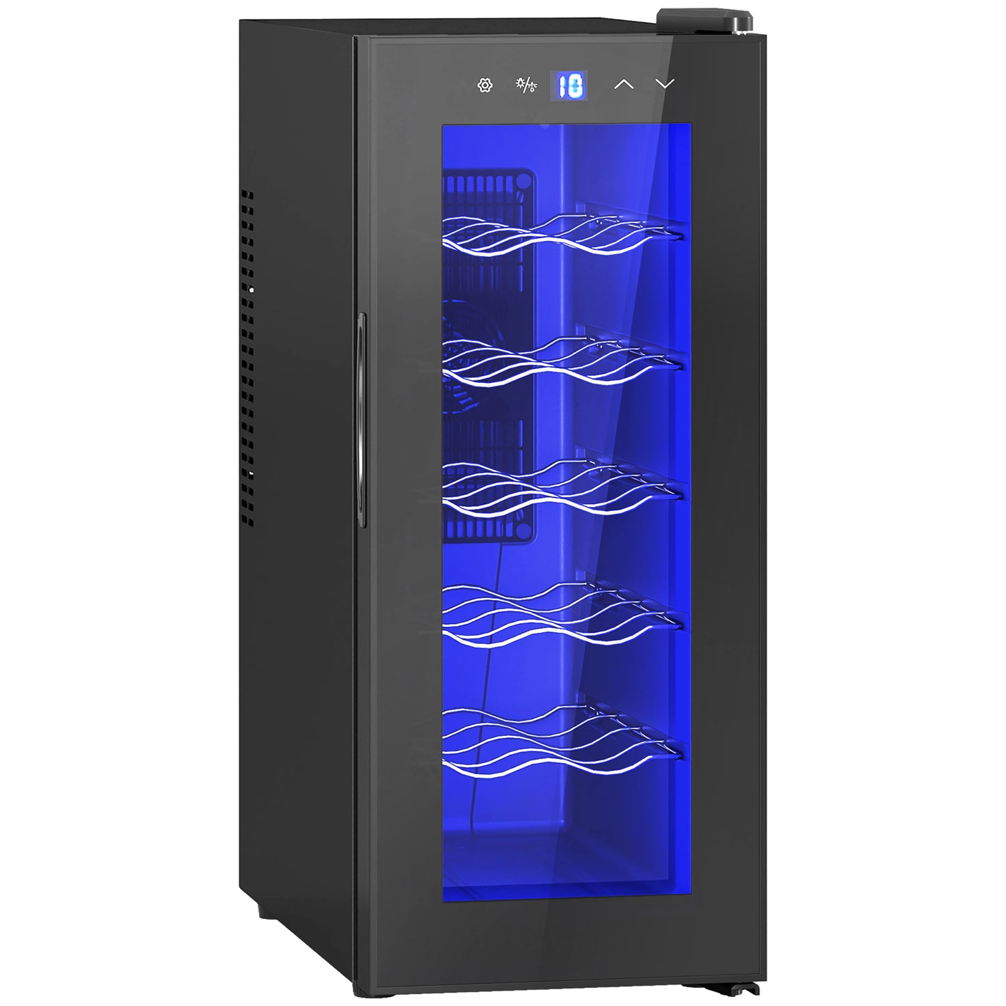 Gigab2b original image - Weinkühlschrank 12 Flaschen 30L 8-18℃ Doppelt Thermoelektrisch Flaschenkühlschrank mit Glastür, Getränkekühlschrank mit LED-Leuchte, Kleiner Weinschrank mit Touch-Screen Schwarz