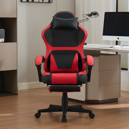Ergonomic Gaming Chair in Black and Red with Footrest